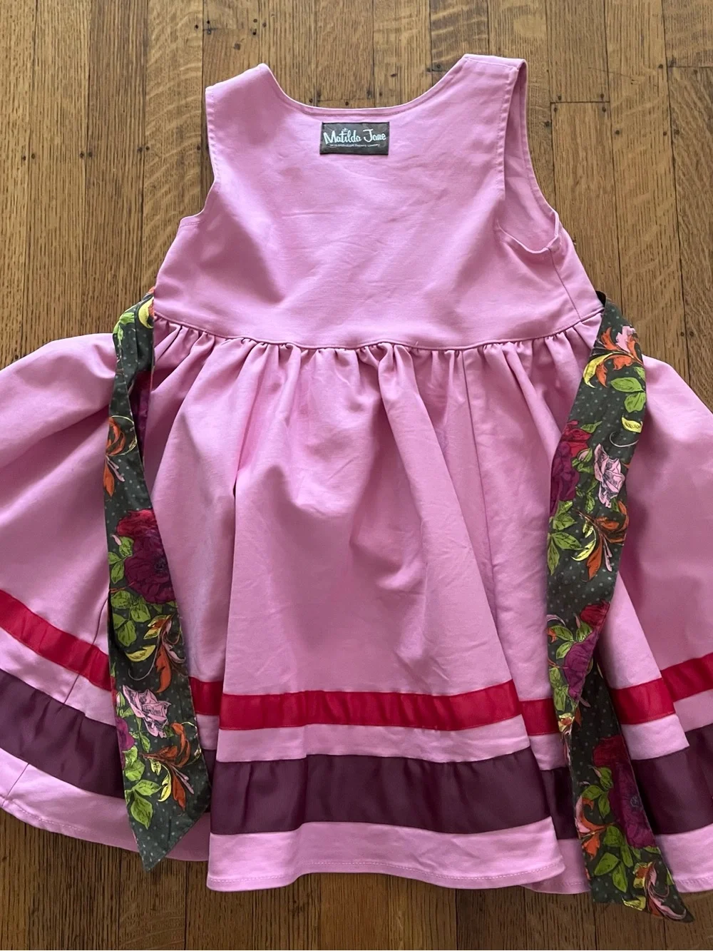 Matilda Jane Pink Floral Sash Sleeveless Dress Paint by Numbers